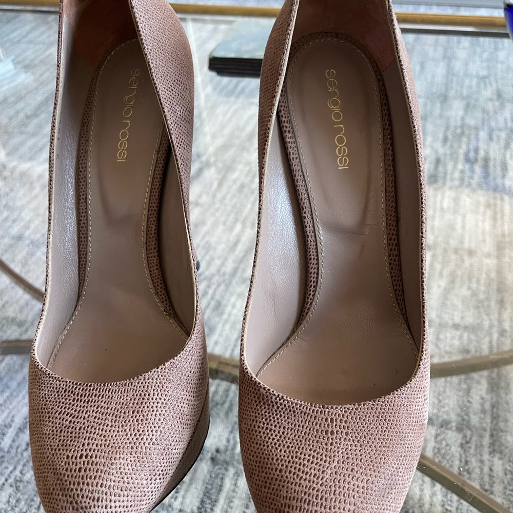 Sergio Rossi Taupe platform high heel pump Sz 39